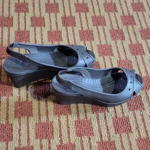CROCS Women's Gray Wedge Sandals